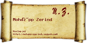 Mohápp Zerind névjegykártya